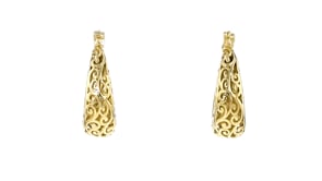 14kt Yellow Gold-Plated Scrollwork Hoop Earrings