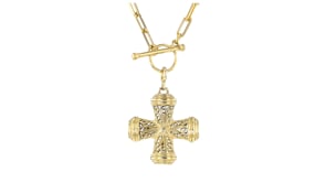 14kt Yellow Gold-Plated Filigree Cross Charm