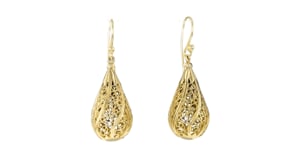 14kt Yellow Gold-Plated Filigree Teardrop Earrings