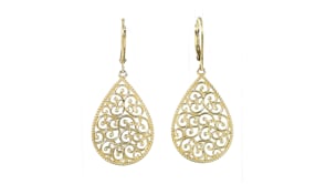 14kt Yellow Gold-Plated Scrollwork Drop Earrings