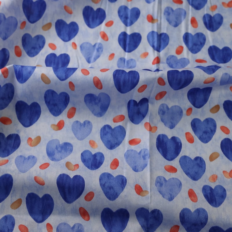 Vidéo: Popeline 100% coton - Cœur bleu fond ciel