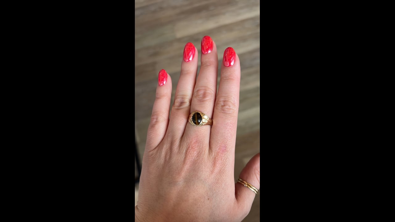 2.02 Vintage Mid-Century Tiger's Eye Cocktail Ring 10k – Filigree