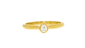 .14 Carat Pear-Shaped Lab-Grown Diamond Twisted Ring in 18kt Gold Over Sterling