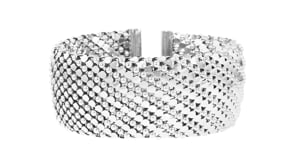Italian Rhodium-Plated Patterned Wide Cuff Bracelet