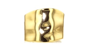 14kt Yellow Gold-Plated Wide Hammered Bangle Bracelet