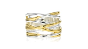 Silver and 14kt Gold-Plated Multi-Row Highway Ring