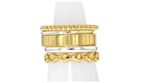 Silver and 14kt Gold-Plated Jewelry Set: Five Stackable Rings
