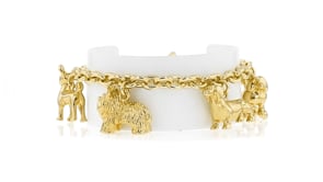Italian 14kt Yellow Gold-Plated Dog Charm Bracelet