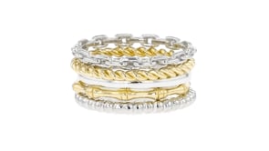Sterling Silver and 18kt Gold Over Sterling Jewelry Set: Five Stackable Rings