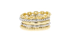 Sterling Silver and 18kt Gold Over Sterling Jewelry Set: Five Stackable Rings