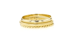 18kt Gold Over Sterling Jewelry Set: Three Stackable Rings