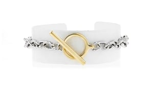 Sterling Silver and 18kt Gold Over Sterling Cable-Chain Toggle Bracelet