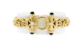 14kt Yellow Gold-Plated Byzantine Bracelet with Onyx