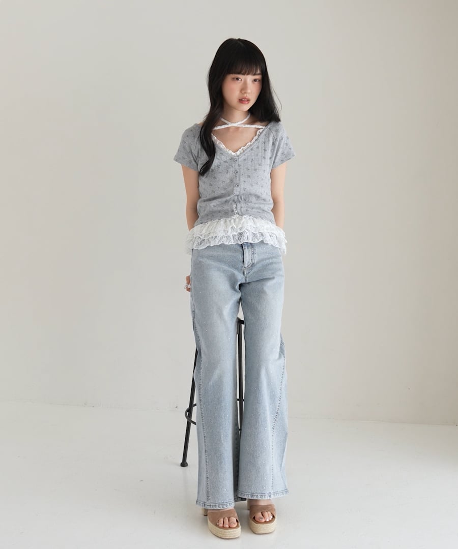 （新品未使用）Heather ISKO フレアデニムパンツ　ライトブルー　XS Heather ISKOフレアデニムパンツ ライトブルー Heatherデニム