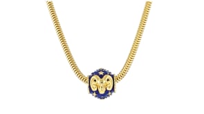 Blue Enamel Zodiac Bead Charm in 18kt Gold Over Sterling