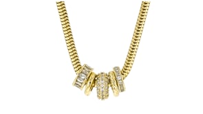 14kt Yellow Gold-Plated Jewelry Set: Five Bead Charms with 1.40 ct. t.w. CZs