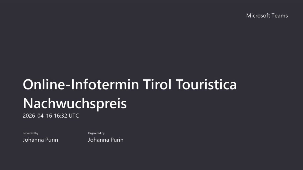 Online-Infotermin Tirol Touristica Nachwuchspreis