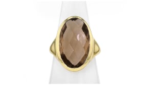 14kt Yellow Gold-Plated Ring with 7.75 Carat Smoky Quartz