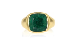 14kt Yellow Gold-Plated Ring with 6.00 Carat Emerald