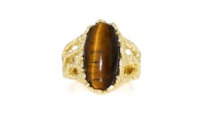 14kt Yellow Gold-Plated Ring with Tiger Eye