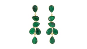 22.68 ct. t.w. Emerald Drop Earrings in 18kt Gold Over Sterling