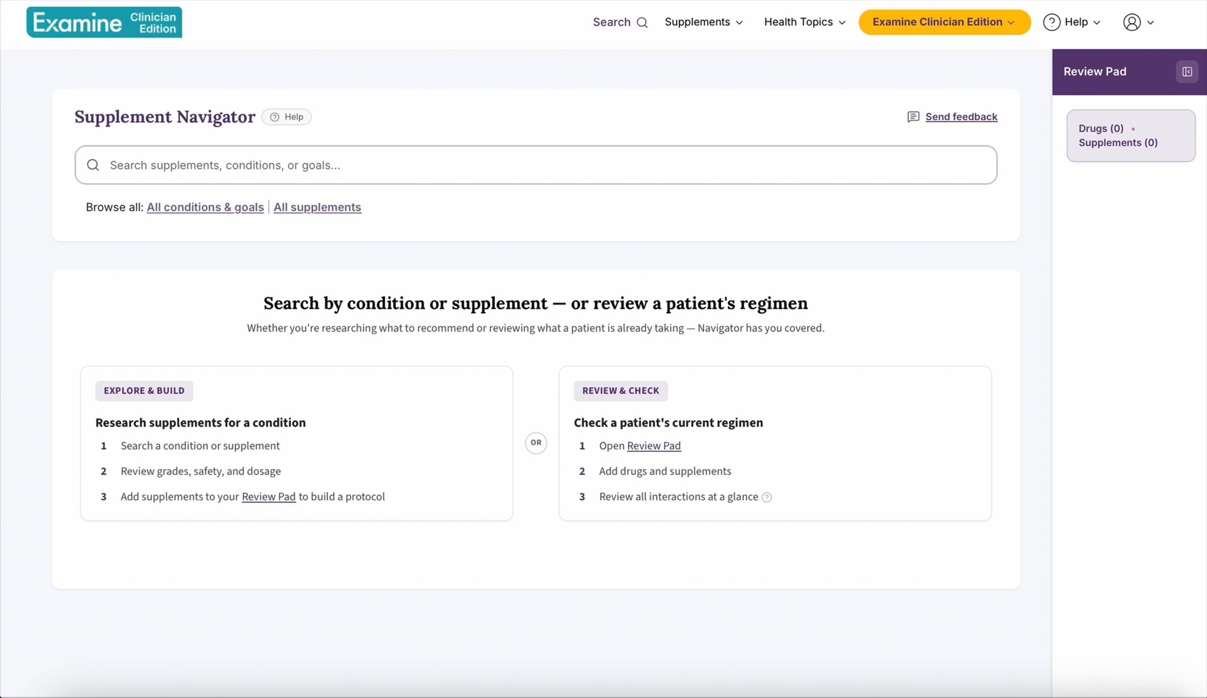 Examine Clinician Edition: How to Use the Supplement Navigator | Videos ...