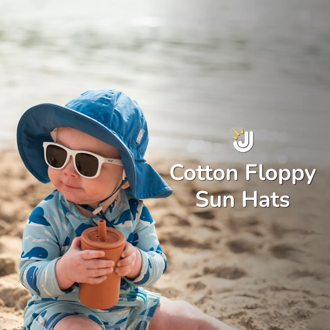 Kids Cotton Floppy Hats | Red Poppy 50+ UPF | Jan & Jul