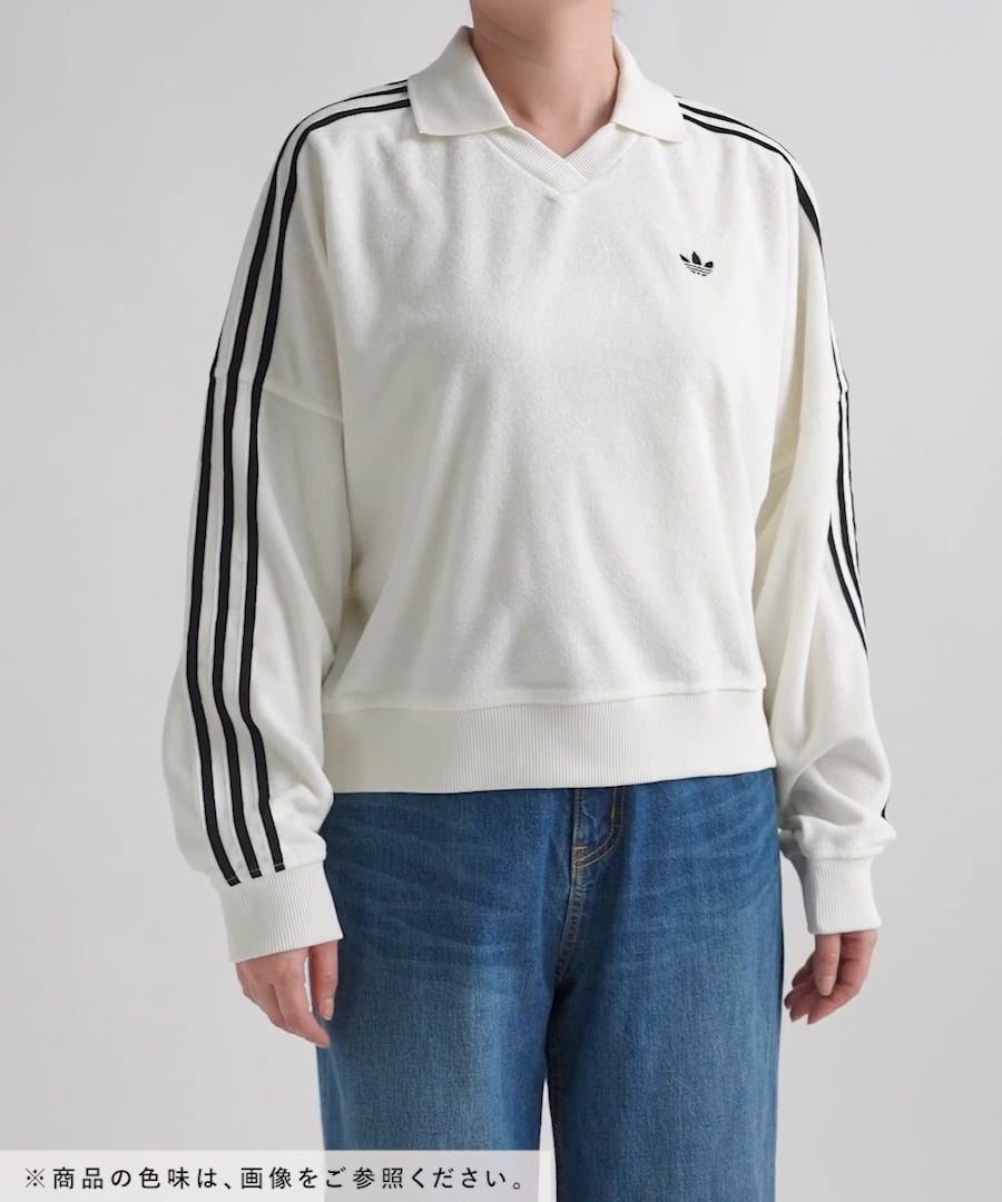 HEREIAM】adidas(アディダス)/テリータオル Vネック長袖ポロシャツ
