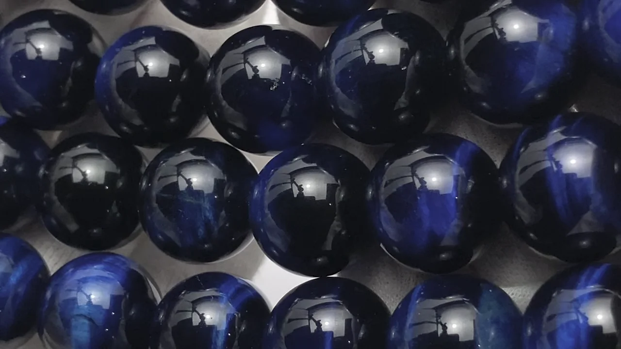 ブルーカラータイガーアイ ラウンド16mm 1/4連～1連｜天然石ビーズの卸
