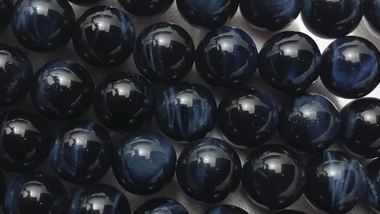 ミッドナイトブルーカラータイガーアイ ラウンド10mm 1連｜天然石