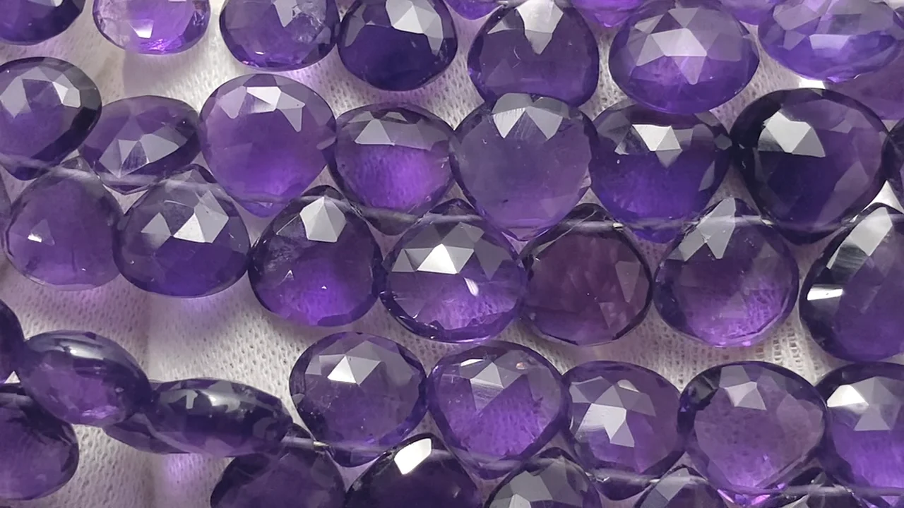 アメジスト（紫水晶） 大粒マロン ブリオレットカット 1連（約18cm