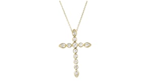 1.00 ct. t.w. Bezel-Set Lab-Grown Diamond Cross Pendant Necklace in 18kt Gold Over Sterling
