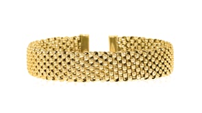 Italian 14kt Yellow Gold-Plated Patterned Cuff Bracelet