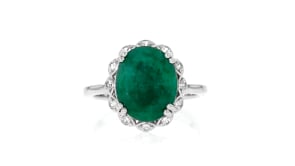 4.20 Carat Emerald Ring with .10 ct. t.w. White Topaz in Sterling Silver