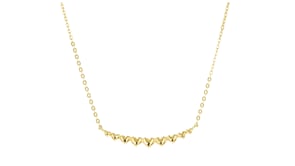 Italian 10kt Yellow Gold Curved Bar Hearts Necklace