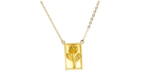 Italian 10kt Yellow Gold Framed Rose Necklace