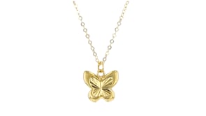 Italian 10kt Yellow Gold Puffed Butterfly Necklace