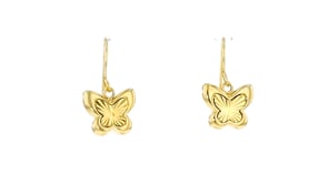 Italian 10kt Yellow Gold Puffed Butterfly Drop Earrings