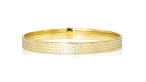 Italian 10kt Yellow Gold Greek Key Mesh Stretch Bracelet