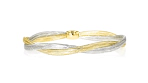 Italian 10kt Two-Tone Gold Twisted Mesh Stretch Bracelet