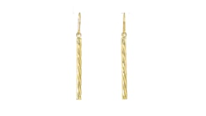 10kt Yellow Gold Twisted Linear Bar Drop Earrings