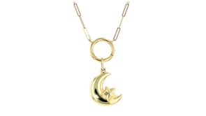 10kt Yellow Gold Crescent Moon and Star Pendant