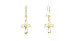 Italian 10kt Yellow Gold Cross Drop Earrings