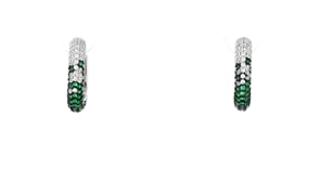 Italian .80 ct. t.w. Simulated Emerald and .40 ct. t.w. CZ Square Hoop Earrings in Sterling Silver