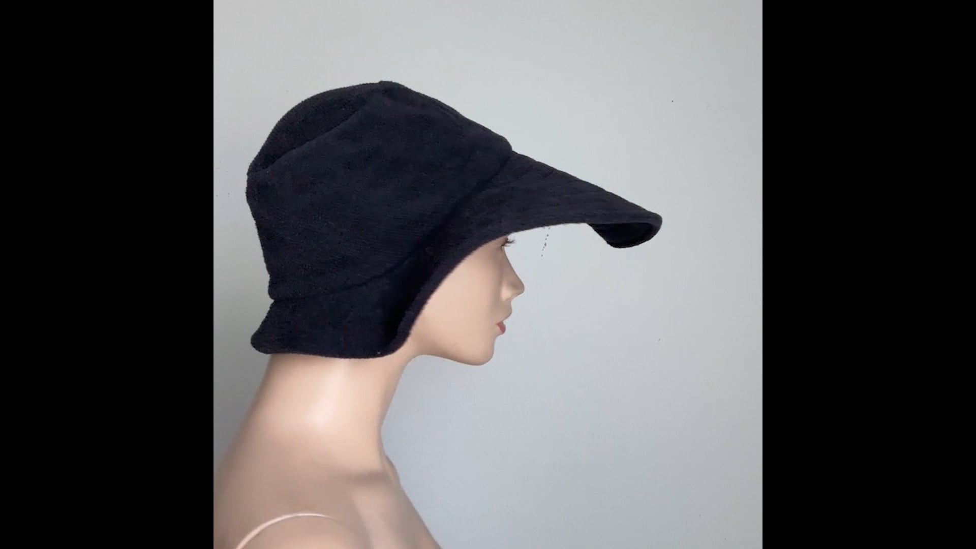 Vintage Norma Kamali Navy Terry Cloth Wide Brim Hat Circa  display picture 3