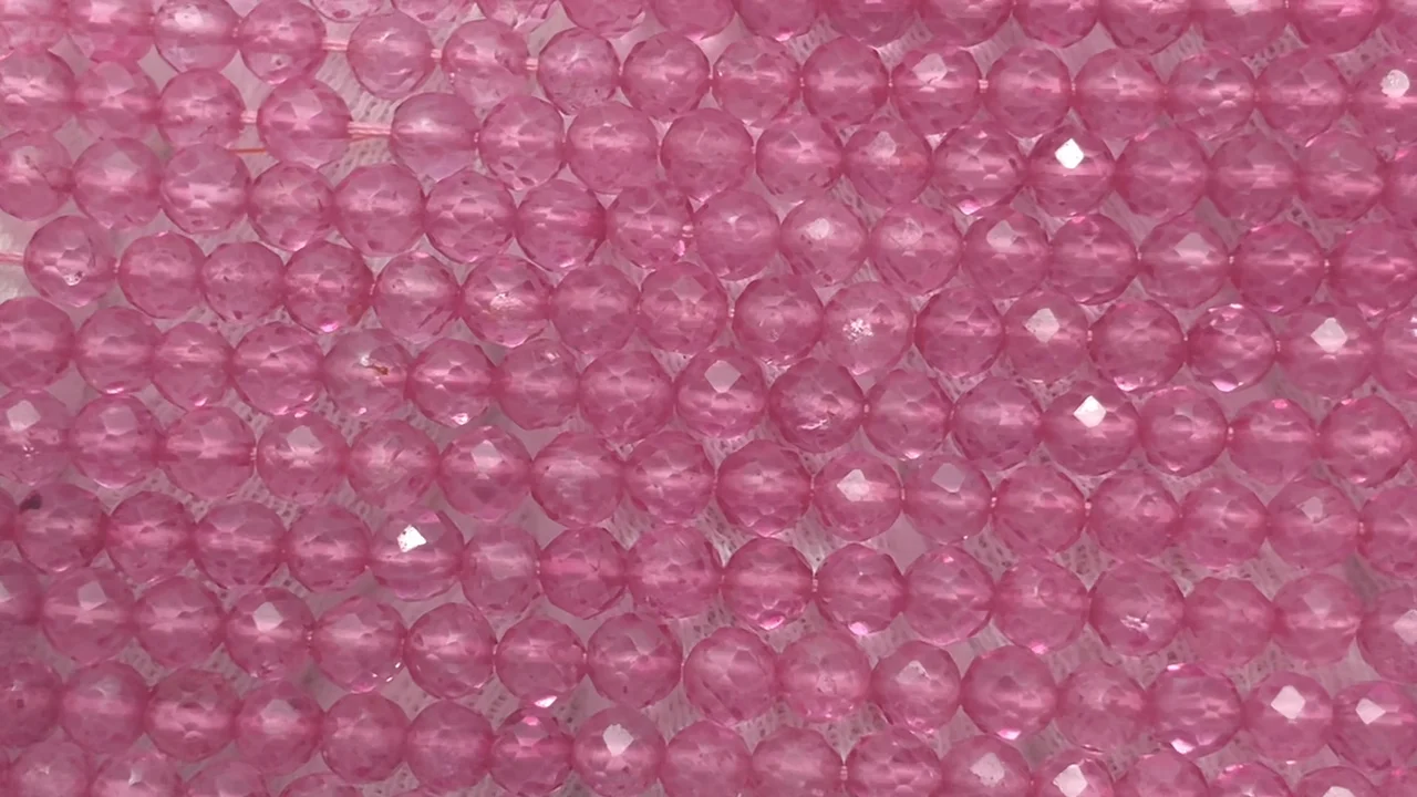 ピンクトパーズ ラウンドカット4mm 1連（約30cm）｜天然石ビーズの卸