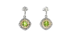 1.20 ct. t.w. Peridot Drop Earrings in Sterling Silver and 14kt Yellow Gold