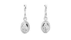 Italian Sterling Silver Jewelry Set: Hoop Earrings and Two Pairs of Interchangeable Religious Drops