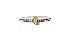 Sterling Silver and 18kt Yellow Gold Bali-Style Moon Ring