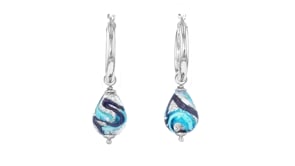 Italian Sterling Silver Jewelry Set: Hoop Earrings and Three Pairs of Interchangeable Drops